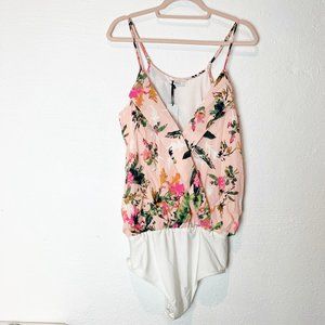 Roam Floral Surplice Wrap Blouse Bodysuit NWT L